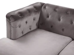 Sale Beliani 3-Istuttava Kulmasohva Sametti Oikeak. Harmaa Flen