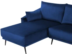 Fashion Beliani 3-Istuttava Kulmasohva Sametti Oikeak. Laivastonsininen Varde