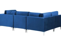 Best Sale Beliani 4-Istuttava Kulmasohva Sametti Oikeak. Laivastonsininen Evja
