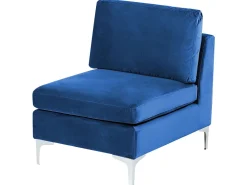 Best Sale Beliani 4-Istuttava Kulmasohva Sametti Oikeak. Laivastonsininen Evja