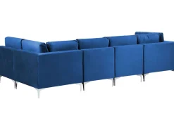 Store Beliani 5-Istuttava Kulmasohva Sametti Vasenk. Laivastonsininen Evja
