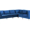 Sale Beliani 6-Istuttava Kulmasohva Sametti Vasenk. Laivastonsininen Evja
