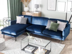 Clearance Beliani 4-Istuttava Kulmasohva Sametti Oikeak. Laivastonsininen Vinterbro