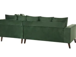 Sohvat<Beliani 3-Istuttava Kulmasohva Sametti Vasenk. Tummanvihrea Grena