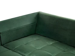 Sohvat<Beliani 3-Istuttava Kulmasohva Sametti Vasenk. Tummanvihrea Grena