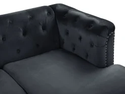 Sohvat<Beliani 3-Istuttava Kulmasohva Sametti Vasenk. Musta Flen