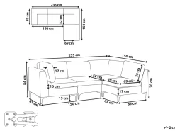 Online Beliani 4-Istuttava Kulmasohva Sametti Vasenk. Vihrea Evja