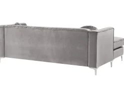 Fashion Beliani 3-Istuttava Kulmasohva Sametti Oikeak. Harmaa Timra
