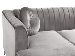 Fashion Beliani 3-Istuttava Kulmasohva Sametti Oikeak. Harmaa Timra