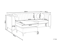 Fashion Beliani 3-Istuttava Kulmasohva Sametti Oikeak. Harmaa Timra