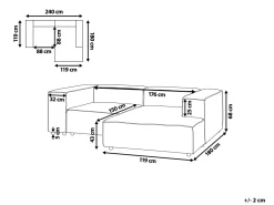 Sohvat<Beliani 2-Istuttava Kulmasohva Vakosametti Vasenk. Vaaleanruskea Aprica