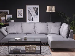 Outlet Beliani 4-Istuttava Kulmasohva Vakosametti Vasenk. Harmaa Lunner