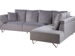 Outlet Beliani 4-Istuttava Kulmasohva Vakosametti Vasenk. Harmaa Lunner