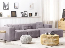 Discount Beliani 3-Istuttava Kulmasohva Vakosametti Vasenk. Harmaa Dolva