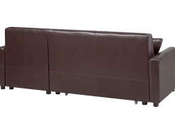 Shop Beliani 3-Istuttava Kulmavuodesohva Säilytystilalla Keinonahka Vasenk. Ruskea Ogna