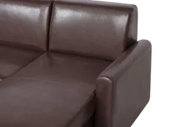 Shop Beliani 3-Istuttava Kulmavuodesohva Säilytystilalla Keinonahka Vasenk. Ruskea Ogna