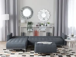 Sohvat<Beliani 4-Istuttava Kulmavuodesohva Kangas Oikeak. Tummanharmaa Aberdeen