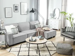 Fashion Beliani 3-Istuttava Kulmavuodesohva Kangas Vasenk. Vaaleanharmaa Romedal