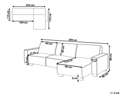 Fashion Beliani 3-Istuttava Kulmavuodesohva Kangas Vasenk. Vaaleanharmaa Romedal