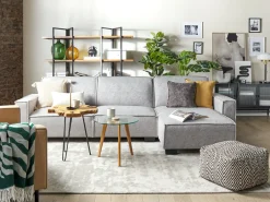 Fashion Beliani 3-Istuttava Kulmavuodesohva Kangas Vasenk. Vaaleanharmaa Romedal