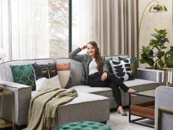 Fashion Beliani 3-Istuttava Kulmavuodesohva Kangas Vasenk. Vaaleanharmaa Romedal