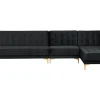 Sohvat<Beliani 5-Istuttava Kulmavuodesohva Sametti Vasenk. Musta Aberdeen