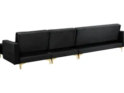 Sohvat<Beliani 5-Istuttava Kulmavuodesohva Sametti Vasenk. Musta Aberdeen