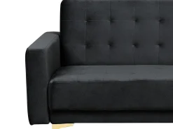 Sohvat<Beliani 5-Istuttava Kulmavuodesohva Sametti Vasenk. Musta Aberdeen