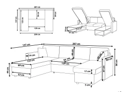 Sohvat<Beliani 5-Istuttava Kulmavuodesohva Säilytystilalla Kangas Beige Sommen