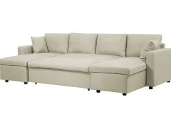 Sohvat<Beliani 5-Istuttava Kulmavuodesohva Säilytystilalla Kangas Beige Sommen