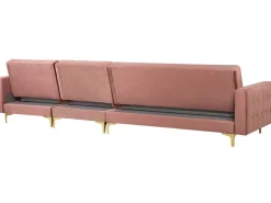 Fashion Beliani 5-Istuttava Kulmavuodesohva Sametti Vasenk. Vaaleanpunainen Aberdeen