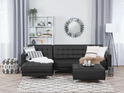 Shop Beliani 4-Istuttava Kulmavuodesohva Keinonahka Oikeak. Musta Aberdeen