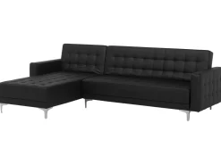 Shop Beliani 4-Istuttava Kulmavuodesohva Keinonahka Oikeak. Musta Aberdeen