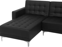 Shop Beliani 4-Istuttava Kulmavuodesohva Keinonahka Oikeak. Musta Aberdeen