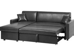 Sohvat<Beliani 3-Istuttava Kulmavuodesohva Säilytystilalla Keinonahka Oikeak. Musta Ogna