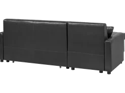 Sohvat<Beliani 3-Istuttava Kulmavuodesohva Säilytystilalla Keinonahka Oikeak. Musta Ogna