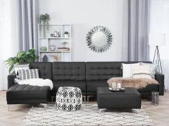 Best Beliani 5-Istuttava Kulmavuodesohva Keinonahka Oikeak. Musta Aberdeen