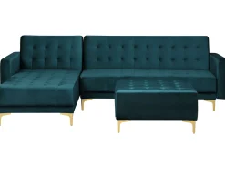 Hot Beliani 4-Istuttava Kulmavuodesohva Ja Rahi Sametti Oikeak. Sinivihrea Aberdeen