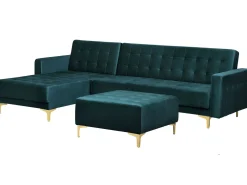 Hot Beliani 4-Istuttava Kulmavuodesohva Ja Rahi Sametti Oikeak. Sinivihrea Aberdeen