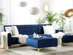Flash Sale Beliani 4-Istuttava Kulmavuodesohva Ja Rahi Sametti Vasenk. Laivastonsininen Aberdeen
