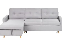 Sohvat<Beliani 4-Istuttava Kulmavuodesohva Säilytystilalla Oikeak. Vaaleanharmaa Flakk