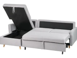 Sohvat<Beliani 4-Istuttava Kulmavuodesohva Säilytystilalla Oikeak. Vaaleanharmaa Flakk