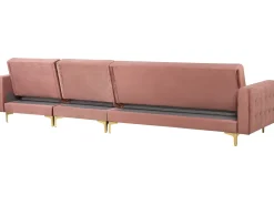 Sohvat<Beliani 5-Istuttava Kulmavuodesohva Ja Rahi Sametti Vasenk. Vaaleanpunainen Aberdeen