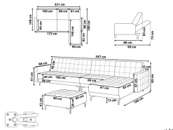 Sohvat<Beliani 5-Istuttava Kulmavuodesohva Ja Rahi Sametti Vasenk. Vaaleanpunainen Aberdeen