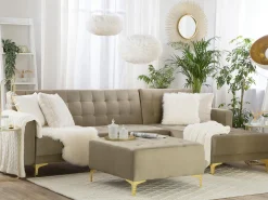 Hot Beliani 4-Istuttava Kulmavuodesohva Ja Rahi Sametti Vasenk. Hiekanruskea Aberdeen