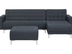 Store Beliani 4-Istuttava Kulmavuodesohva Ja Rahi Kangas Vasenk. Tummanharmaa Aberdeen