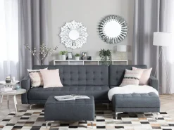 Store Beliani 4-Istuttava Kulmavuodesohva Ja Rahi Kangas Vasenk. Tummanharmaa Aberdeen