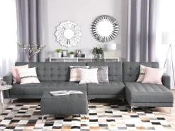 Cheap Beliani 5-Istuttava Kulmavuodesohva Kangas Vasenk. Vaaleanharmaa Aberdeen