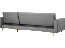 Sohvat<Beliani 4-Istuttava Kulmavuodesohva Sametti Vasenk. Harmaa Aberdeen