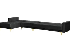 Best Beliani 5-Istuttava Kulmavuodesohva Ja Rahi Sametti Oikeak. Musta Aberdeen